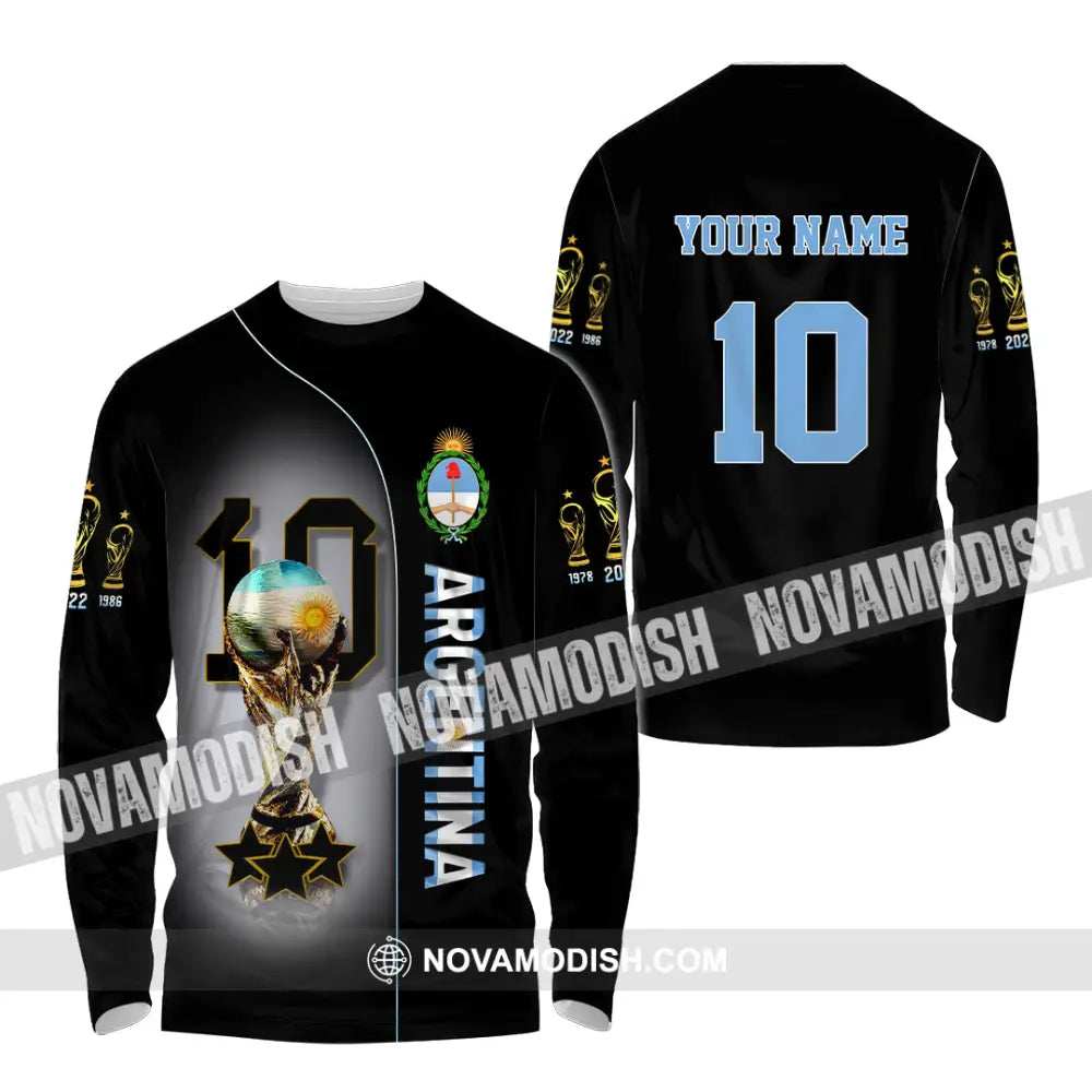 Unisex Shirt Custom Name And Number Argentina T-Shirt Lover Gift Long Sleeve / S T-Shirt