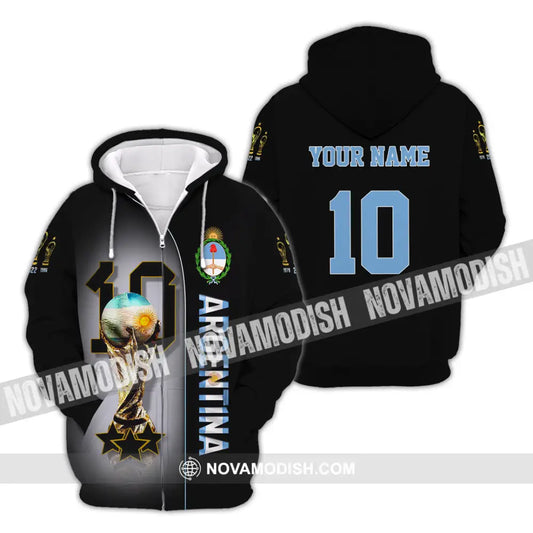 Unisex Shirt Custom Name And Number Argentina T-Shirt Lover Gift Zipper Hoodie / S T-Shirt