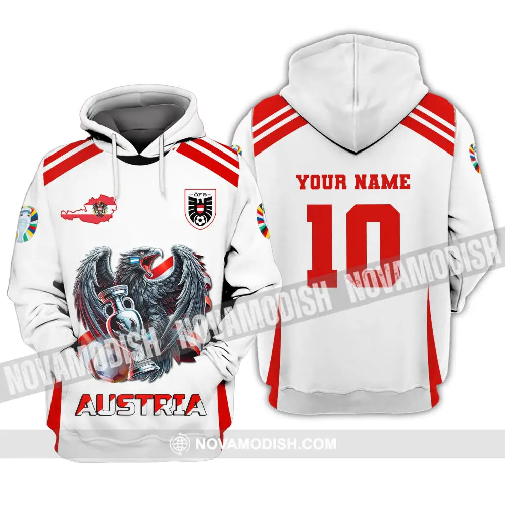 Unisex Shirt Custom Name And Number Austria Football Euro 2024 Polo Long Sleeve Hoodie / S T-Shirt