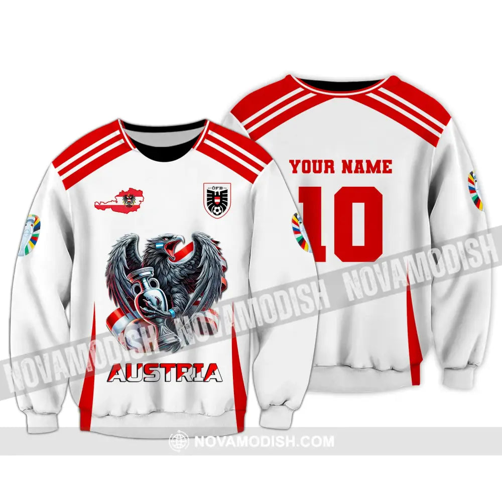 Unisex Shirt Custom Name And Number Austria Football Euro 2024 Polo Long Sleeve / S T-Shirt