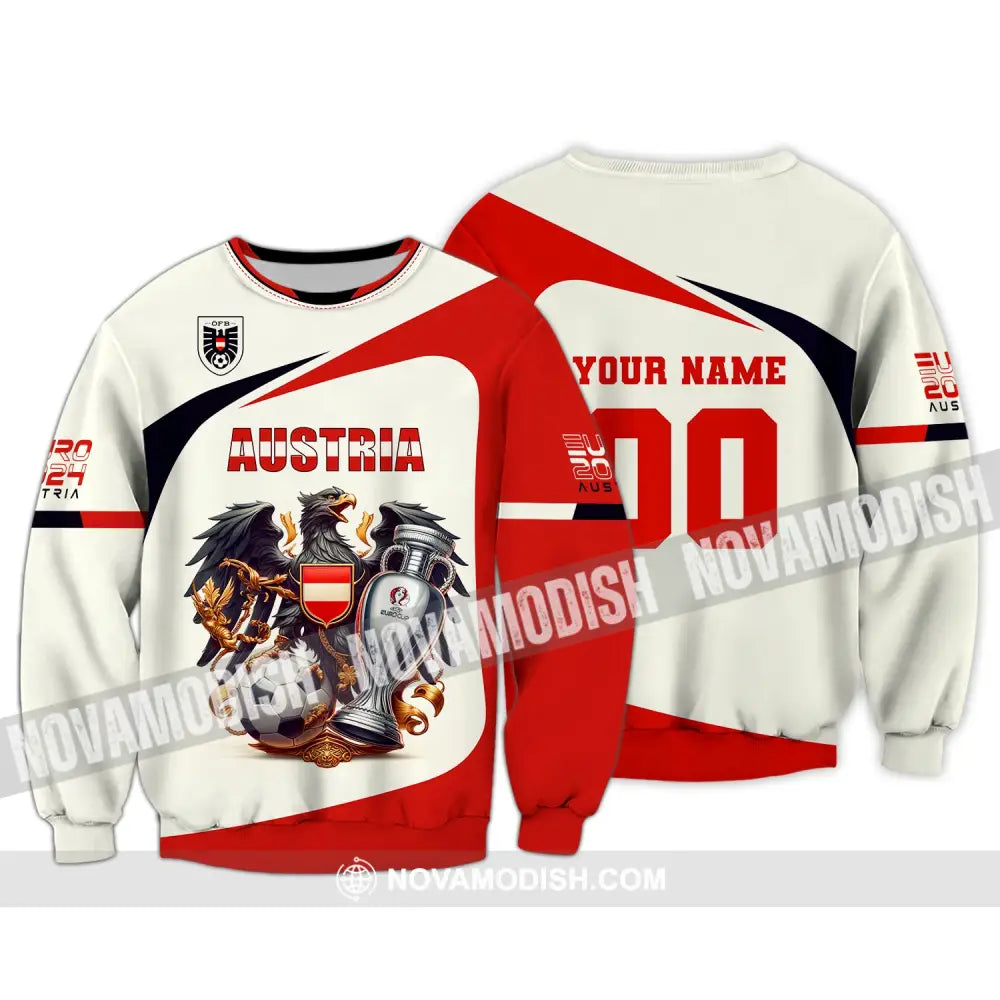 Unisex Shirt Custom Name And Number Austria Football Euro 2024 Polo Long Sleeve / S T-Shirt