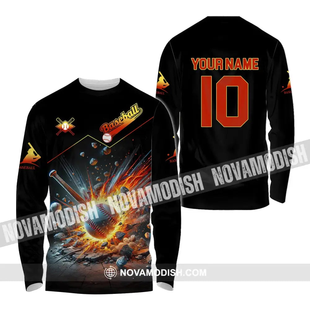 Unisex Shirt - Custom Name And Number Baseball Sport Long Sleeve / S T-Shirt