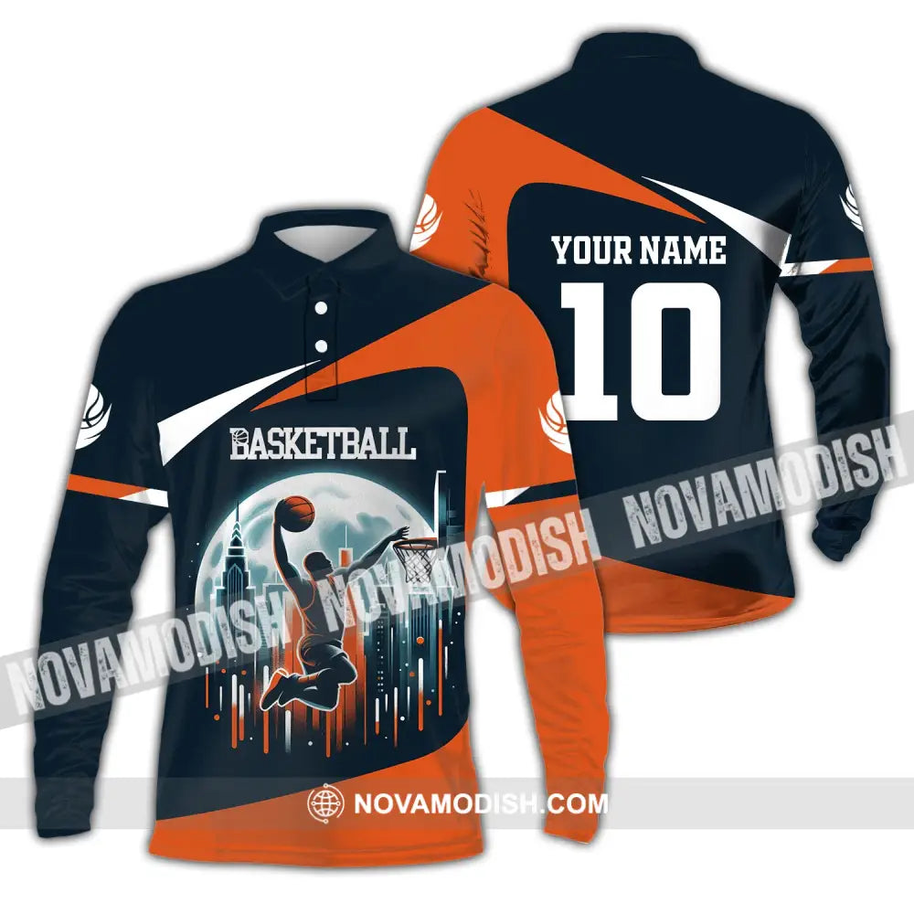 Unisex Shirt Custom Name And Number Basketball Club Uniform Hoodie T-Shirt Long Sleeve Polo / S