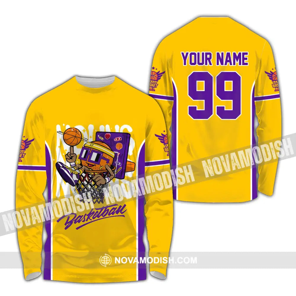 Unisex Shirt Custom Name And Number Basketball Club Uniform Hoodie T-Shirt Long Sleeve / S