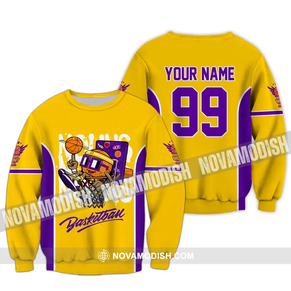 Unisex Shirt Custom Name And Number Basketball Club Uniform Hoodie T-Shirt Long Sleeve / S