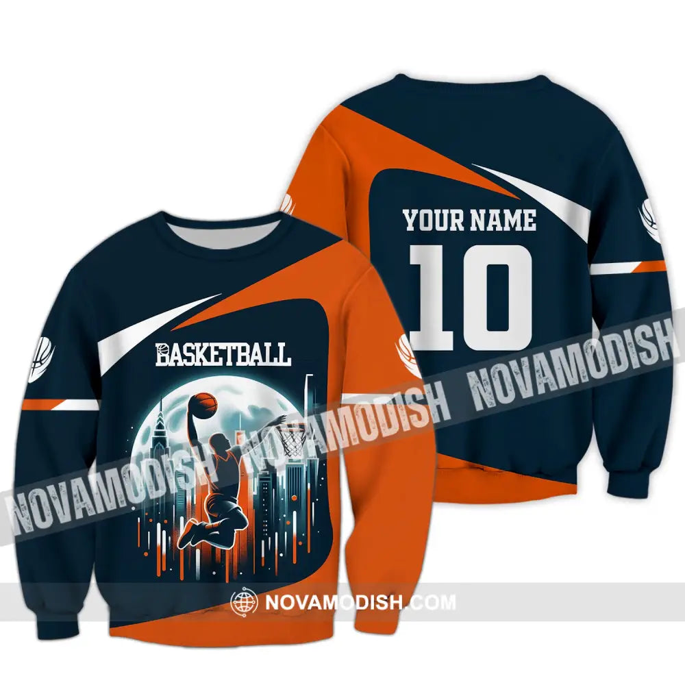 Unisex Shirt Custom Name And Number Basketball Club Uniform Hoodie T-Shirt Long Sleeve / S