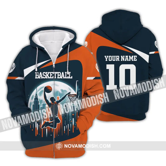 Unisex Shirt Custom Name And Number Basketball Club Uniform Hoodie T-Shirt Zipper / S