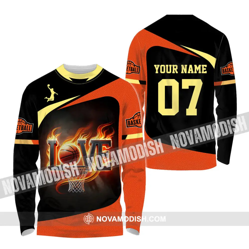 Unisex Shirt Custom Name And Number Basketball Lover Gift Long Sleeve / S T-Shirt