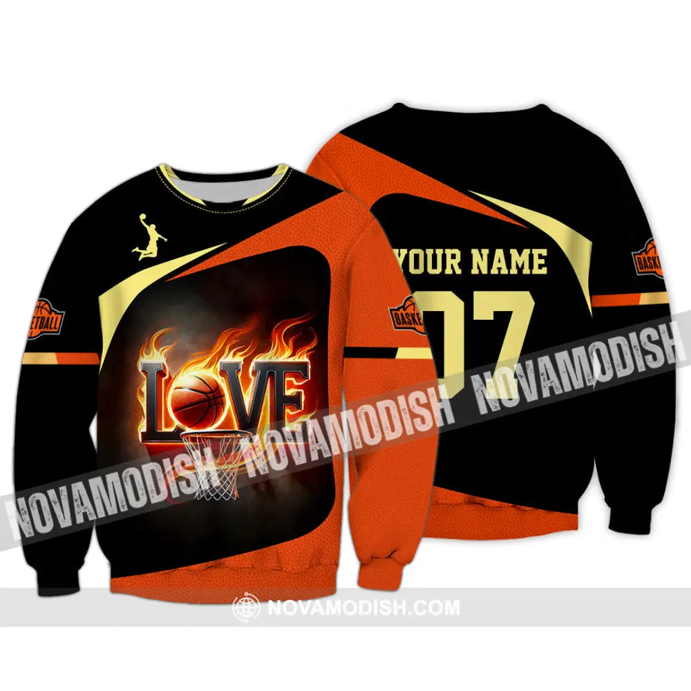 Unisex Shirt Custom Name And Number Basketball Lover Gift Long Sleeve / S T-Shirt