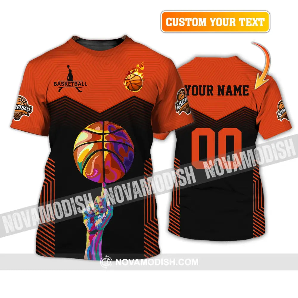 Unisex Shirt Custom Name And Number Basketball Lover T-Shirt Long Sleeve Polo