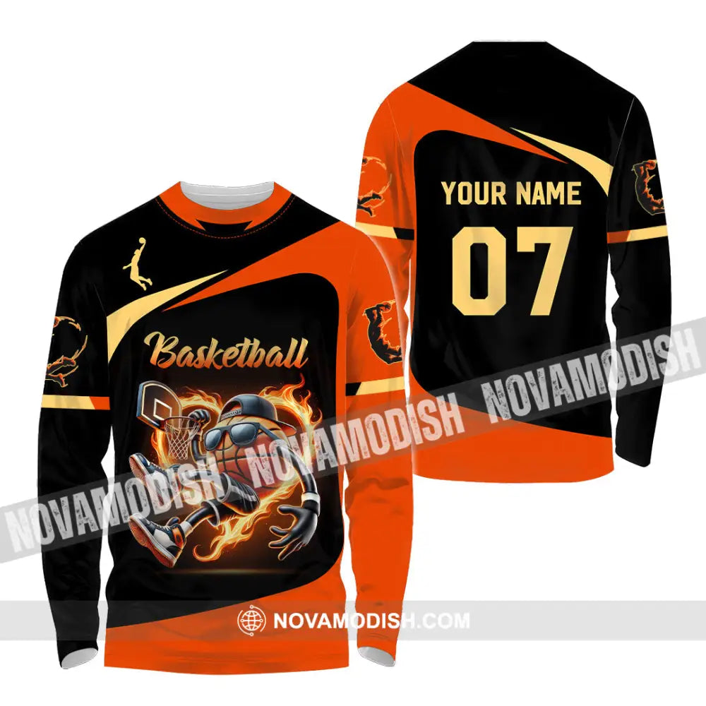 Unisex Shirt Custom Name And Number Basketball Polo Long Sleeve Gift / S T-Shirt