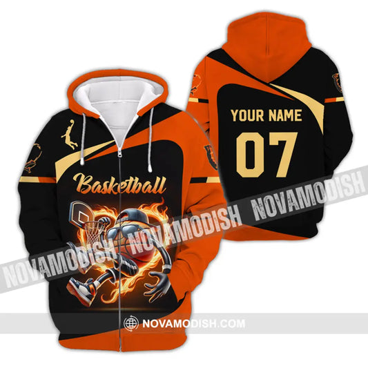 Unisex Shirt Custom Name And Number Basketball Polo Long Sleeve Gift Zipper Hoodie / S T-Shirt