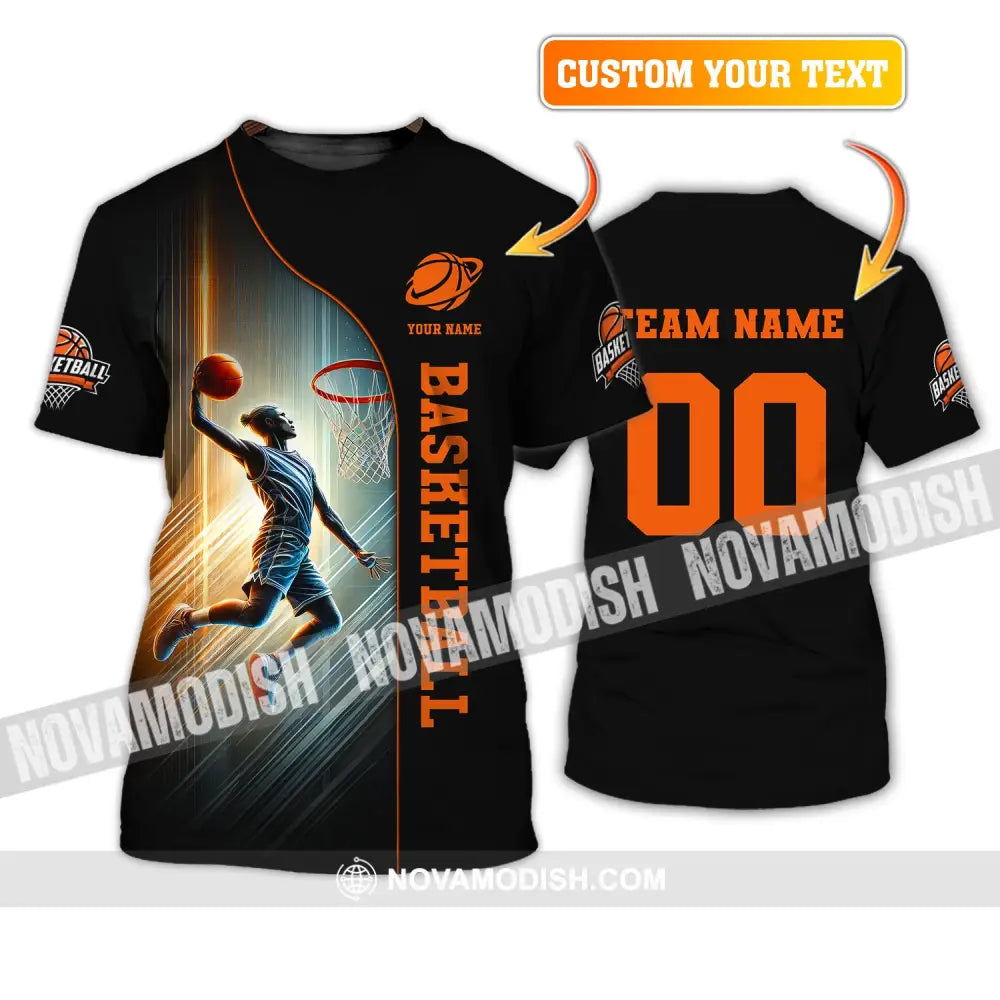 Unisex Shirt Custom Name And Number Basketball Polo Long Sleeve T-Shirt