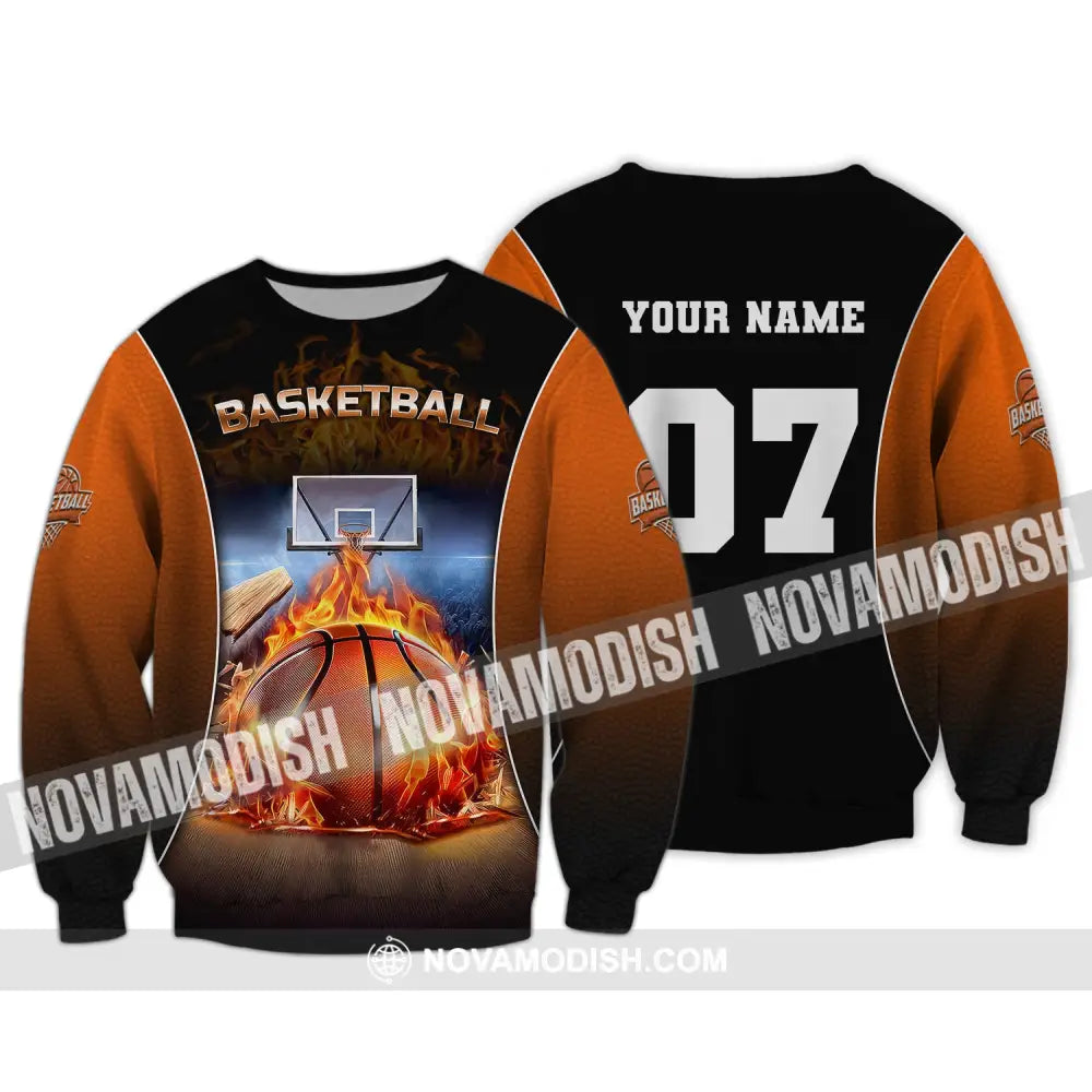 Unisex Shirt Custom Name And Number Basketball T-Shirt Gift For Player Long Sleeve / S