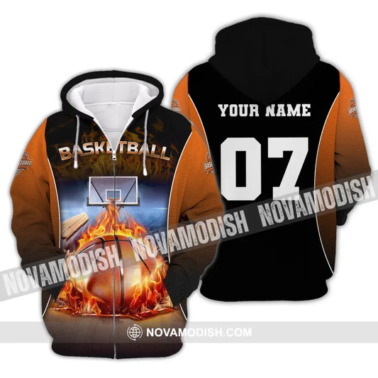 Unisex Shirt Custom Name And Number Basketball T-Shirt Gift For Player Zipper Hoodie / S