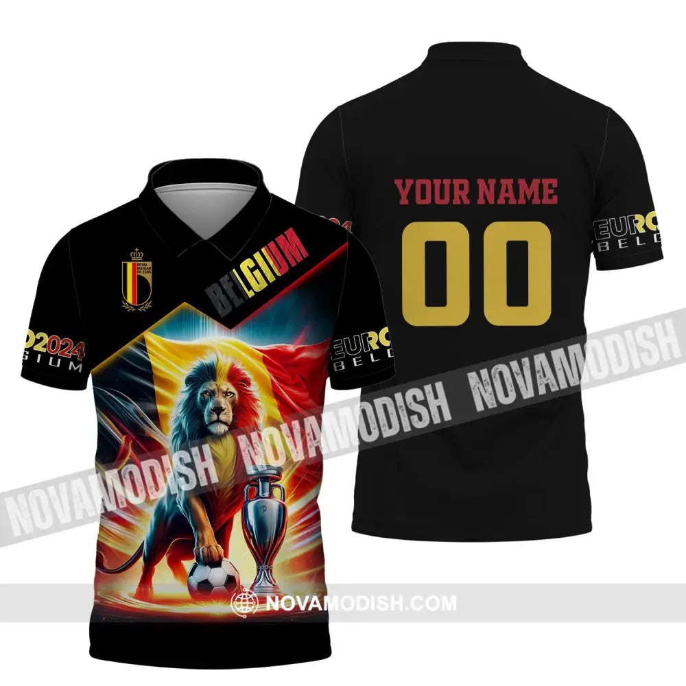 Unisex Shirt Custom Name And Number Belgium Football Polo Euro 2024 Hoodie Long Sleeve / S T-Shirt