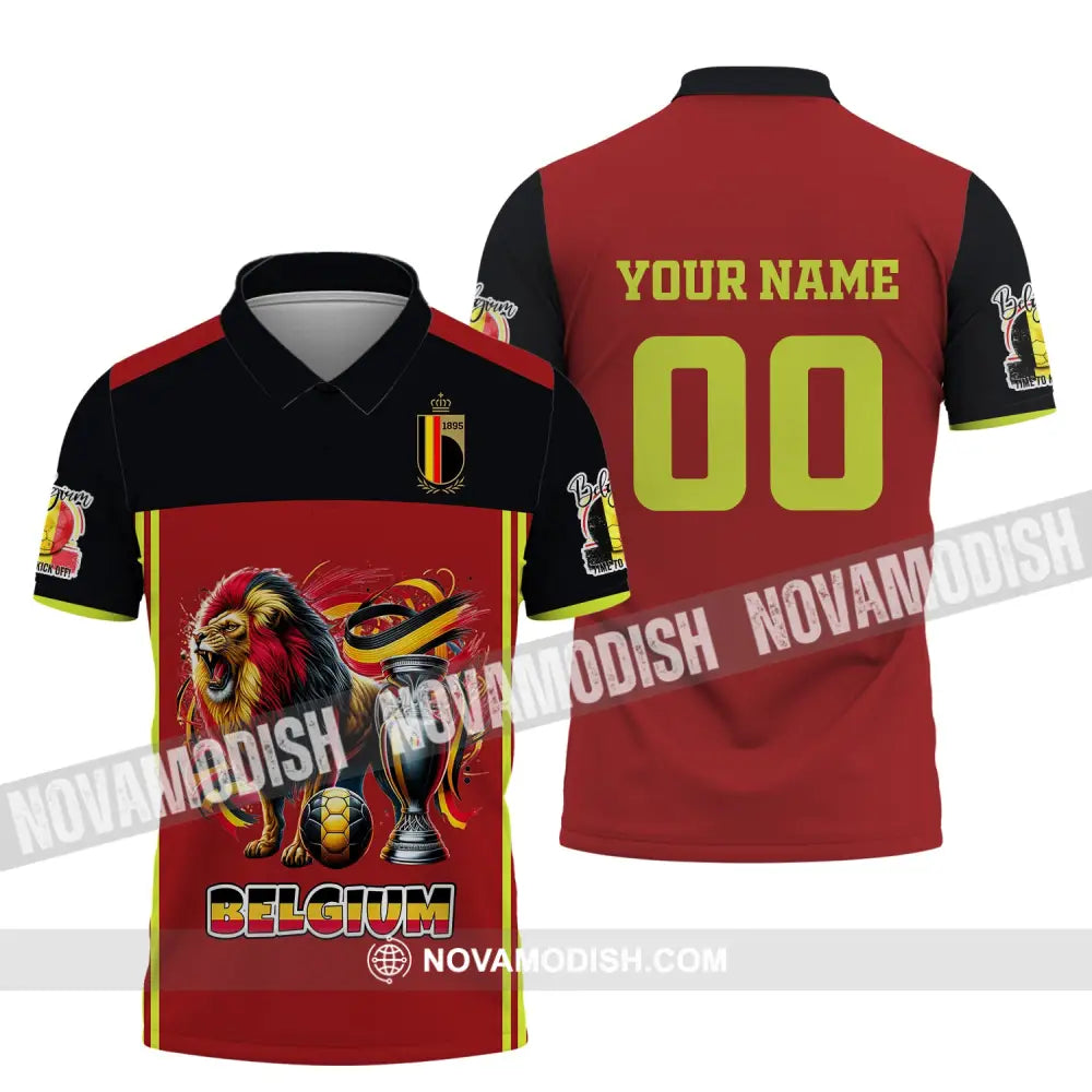 Unisex Shirt Custom Name And Number Belgium Football Polo Euro 2024 Hoodie Long Sleeve / S T-Shirt