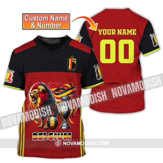 Unisex Shirt Custom Name And Number Belgium Football Polo Euro 2024 Hoodie Long Sleeve T-Shirt