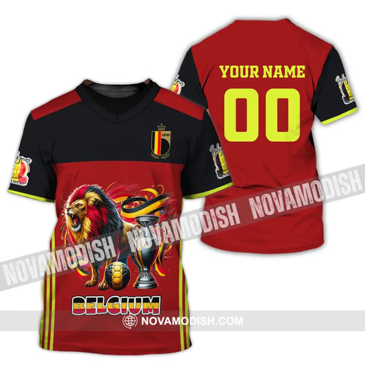 Unisex Shirt Custom Name And Number Belgium Football Polo Euro 2024 Hoodie Long Sleeve T-Shirt / S