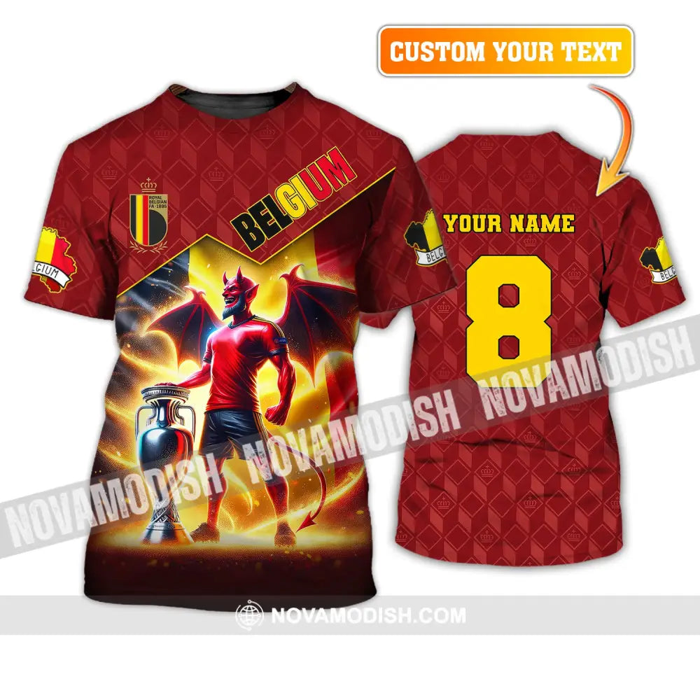 Unisex Shirt Custom Name And Number Belgium Football T-Shirt Euro 2024 Polo Long Sleeve