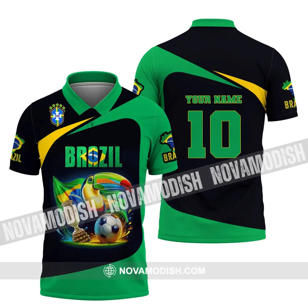 Unisex Shirt Custom Name And Number Brazil Football Euro 2024 Polo Long Sleeve / S T-Shirt