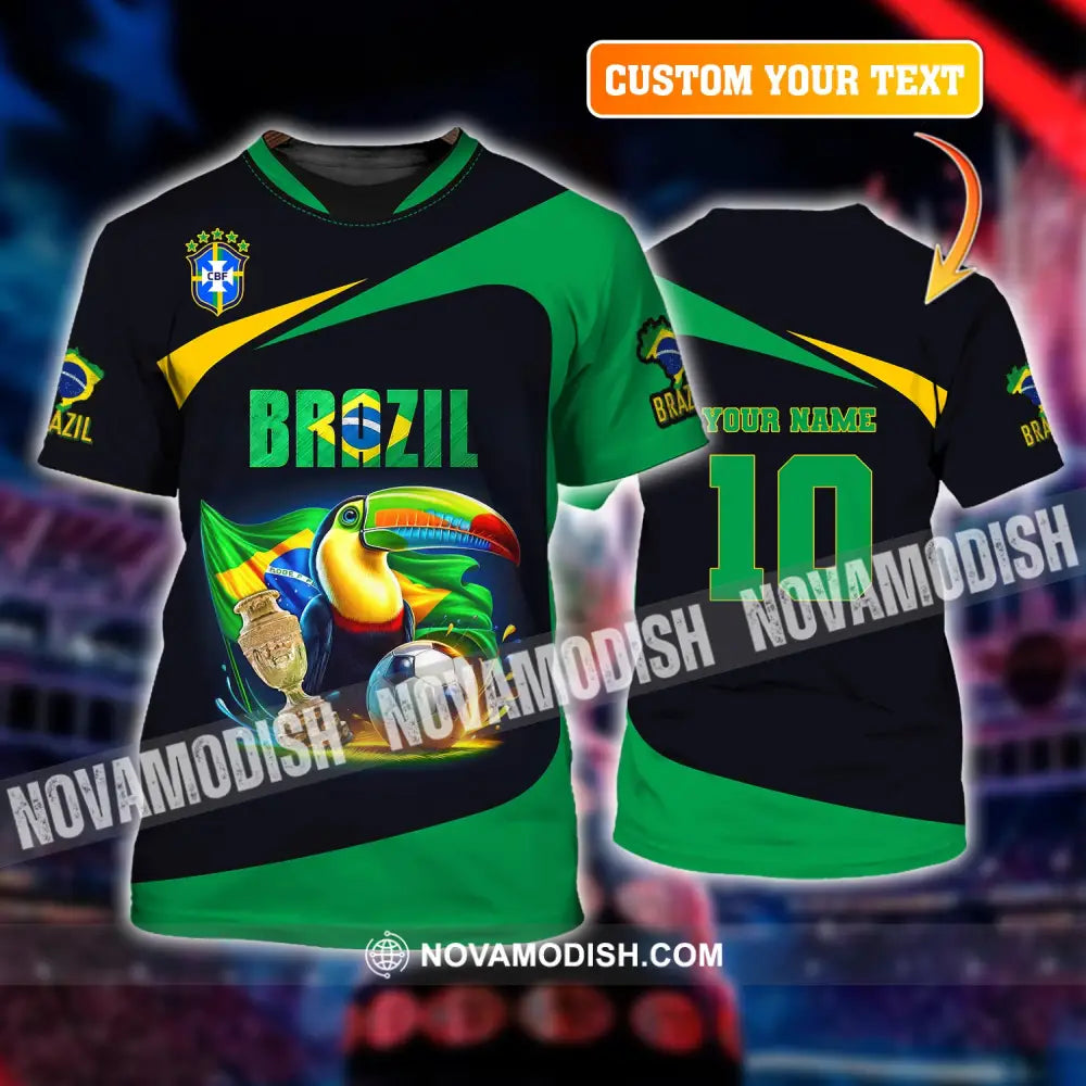 Unisex Shirt Custom Name And Number Brazil Football Euro 2024 Polo Long Sleeve T-Shirt