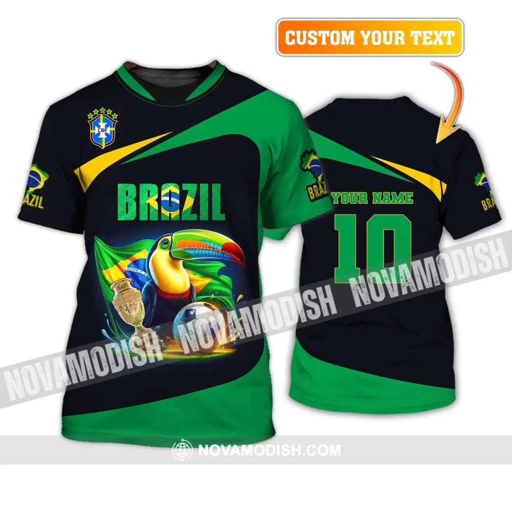 Unisex Shirt Custom Name And Number Brazil Football Euro 2024 Polo Long Sleeve T-Shirt