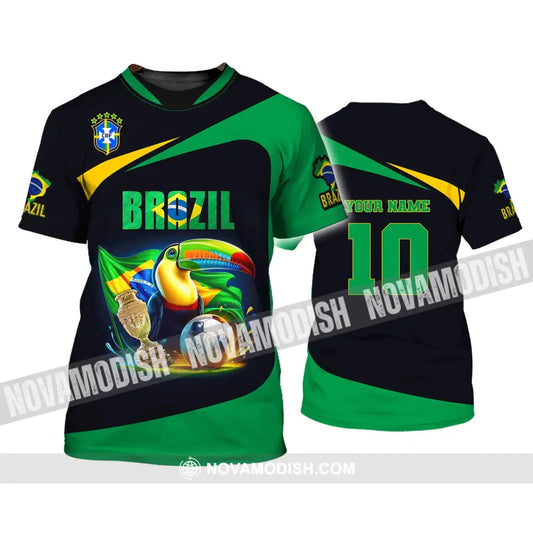 Unisex Shirt Custom Name And Number Brazil Football Euro 2024 Polo Long Sleeve T-Shirt / S