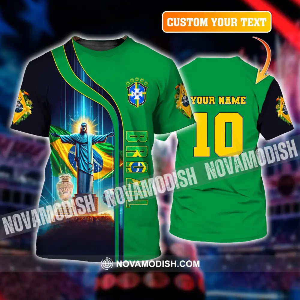 Unisex Shirt Custom Name And Number Brazil Football T-Shirt Euro 2024 Polo Long Sleeve