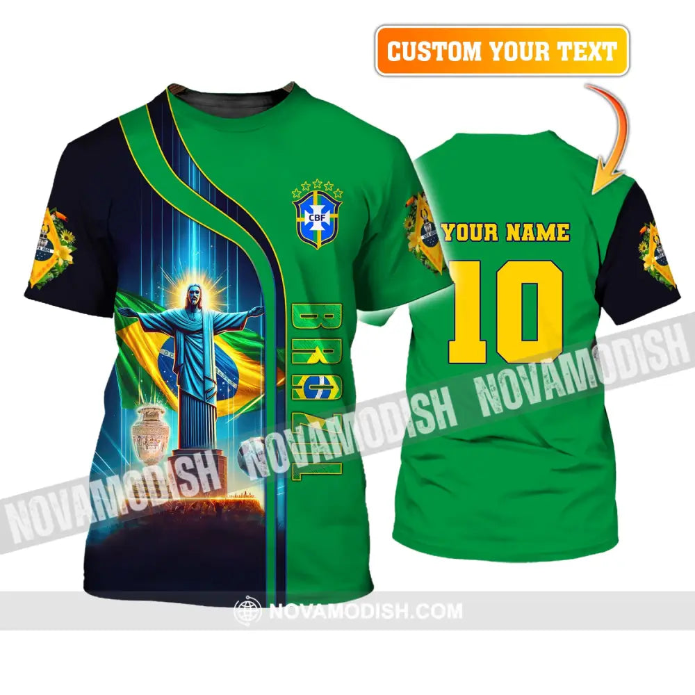 Unisex Shirt Custom Name And Number Brazil Football T-Shirt Euro 2024 Polo Long Sleeve