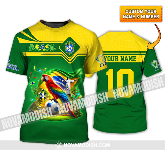 Unisex Shirt Custom Name and Number Brazil Football T-Shirt Brazil Football Polo Long Sleeve Shirt T-Shirt