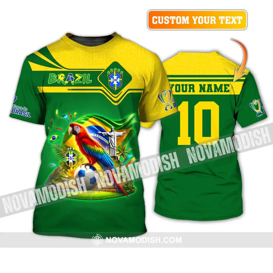 Unisex Shirt Custom Name And Number Brazil Football T-Shirt Polo Long Sleeve