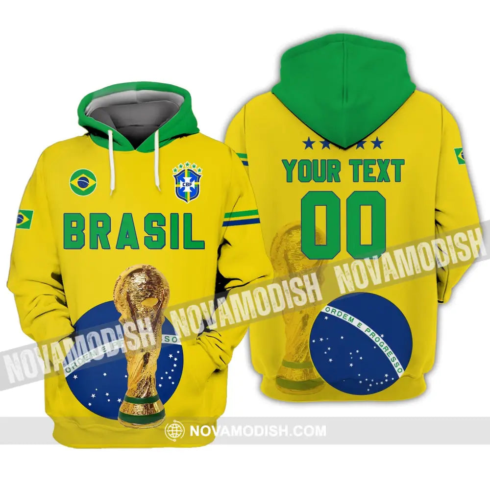 Unisex Shirt - Custom Name And Number Shirt - Brazil Go Champions Selecao Campeao Sport Shirt Hoodie / S T-shirt