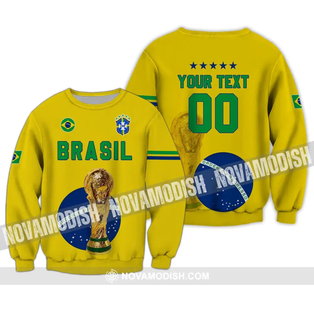 Unisex Shirt - Custom Name And Number Shirt - Brazil Go Champions Selecao Campeao Sport Shirt Long Sleeve / S T-shirt