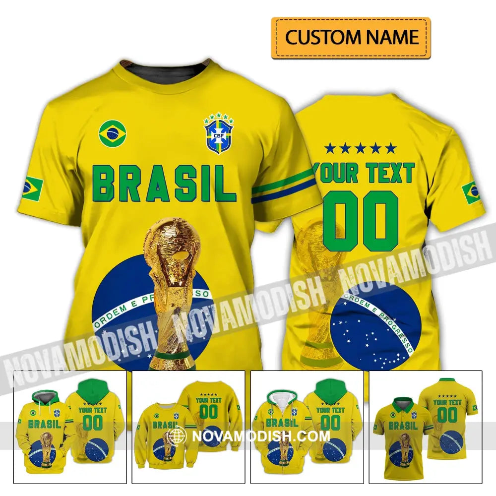 Unisex Shirt - Custom Name And Number Shirt - Brazil Go Champions Selecao Campeao Sport Shirt T-shirt