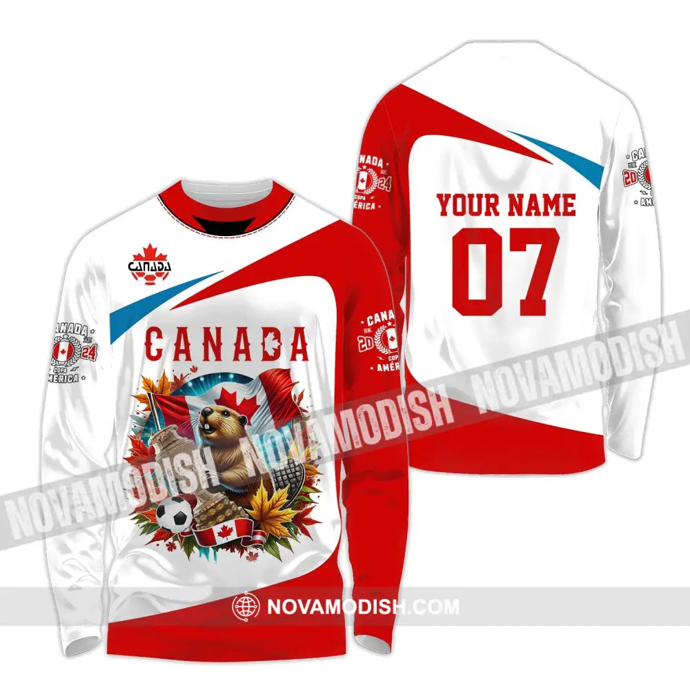 Unisex Shirt - Custom Name And Number Canada Team Copa 2024 Long Sleeve / S T-Shirt