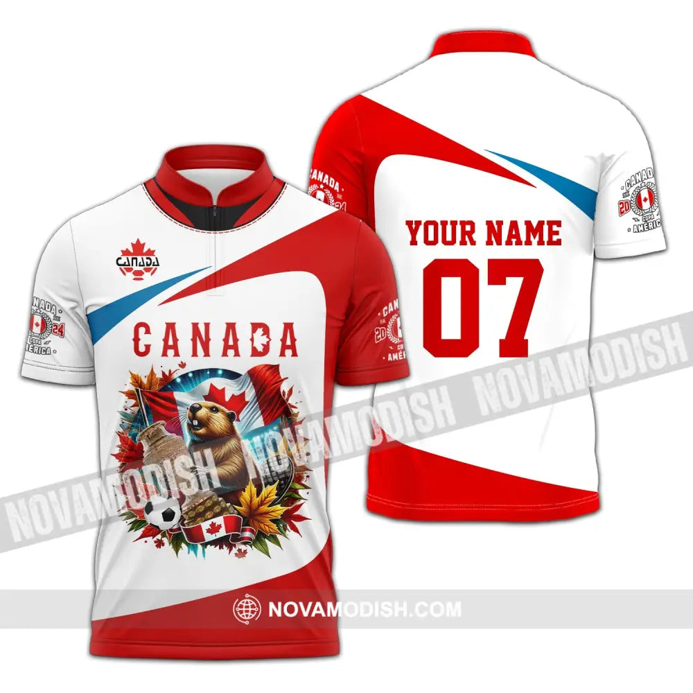 Unisex Shirt - Custom Name And Number Canada Team Copa 2024 Zipper Polo / S T-Shirt