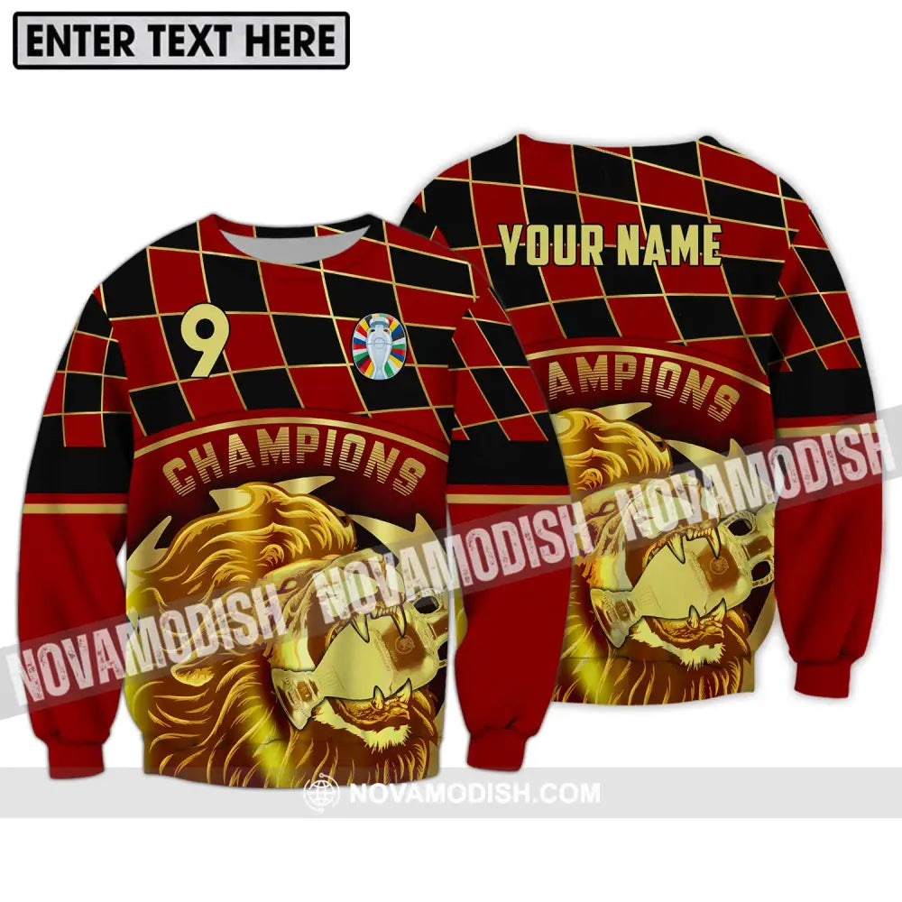 Unisex Shirt - Custom Name And Number Shirt Champions Gold Lion Shirt Long Sleeve / S T-shirt