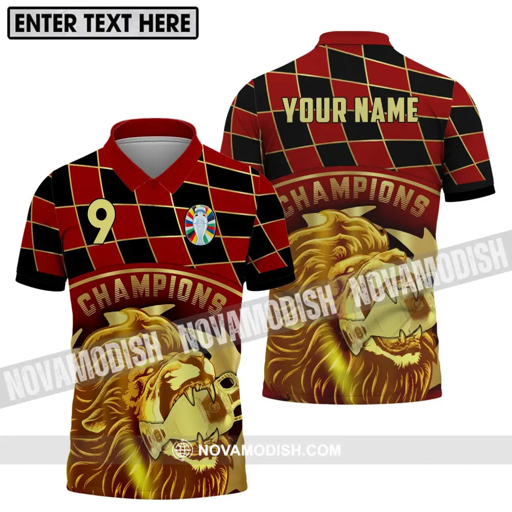 Unisex Shirt - Custom Name And Number Shirt Champions Gold Lion Shirt Polo Shirt / S T-shirt