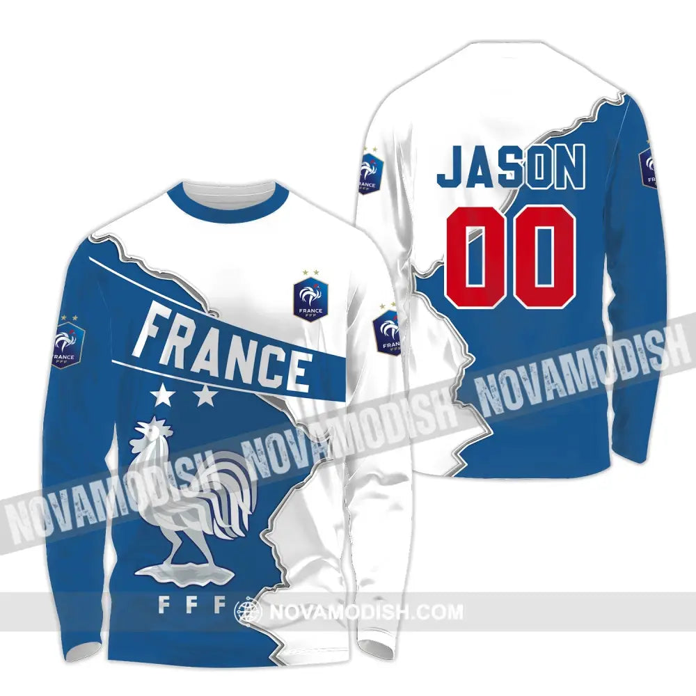 Unisex Shirt - Custom Name And Number Shirt Chicken France FFF Team Lover Shirt Euro 2024 Long Sleeve Shirt / S T-shirt