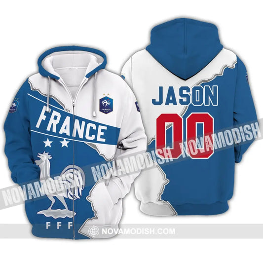 Unisex Shirt - Custom Name And Number Shirt Chicken France FFF Team Lover Shirt Euro 2024 Zipper Hoodie / S T-shirt