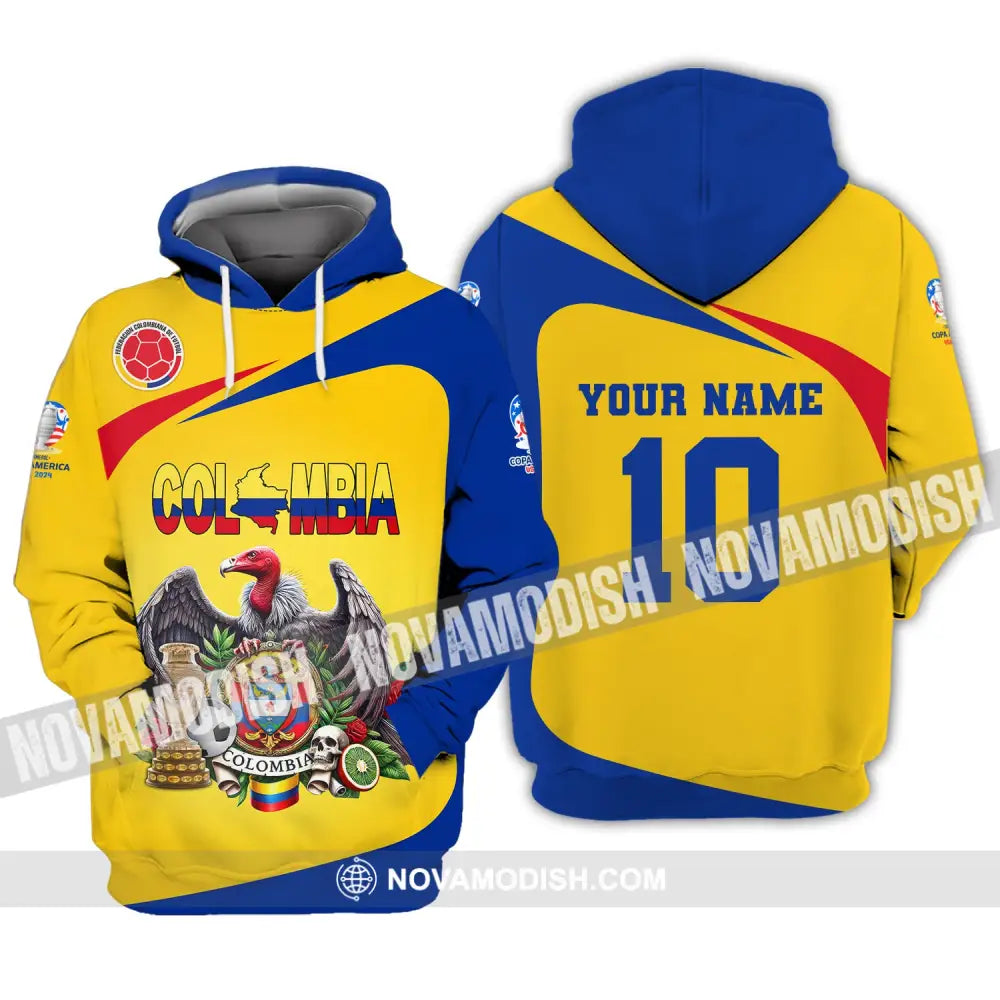 Unisex Shirt Custom Name And Number Colombia Copa 2024 Football Polo Long Sleeve Hoodie / S T-Shirt