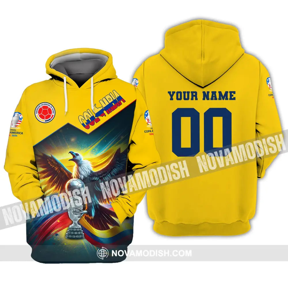 Unisex Shirt Custom Name And Number Colombia Football Copa 2024 Polo Long Sleeve Hoodie / S T-Shirt