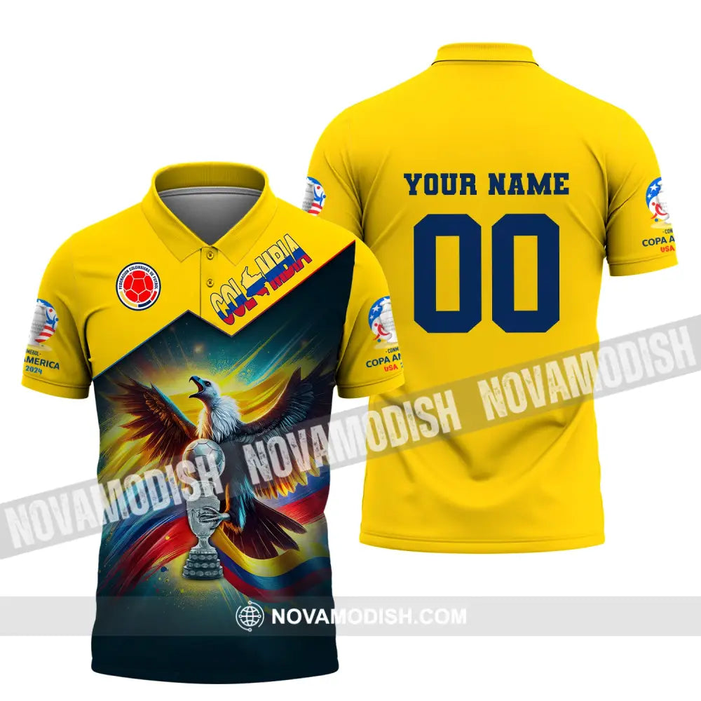 Unisex Shirt Custom Name And Number Colombia Football Copa 2024 Polo Long Sleeve / S T-Shirt