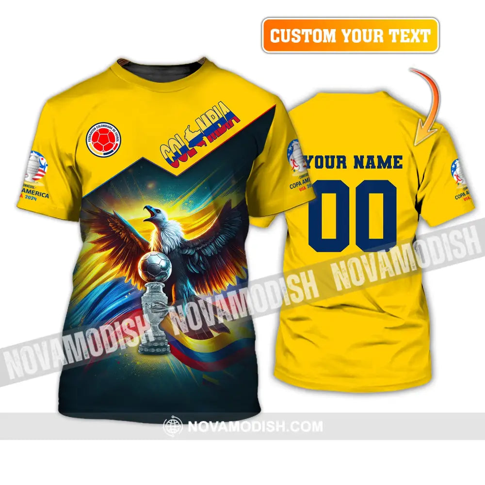 Unisex Shirt Custom Name And Number Colombia Football Copa 2024 Polo Long Sleeve T-Shirt