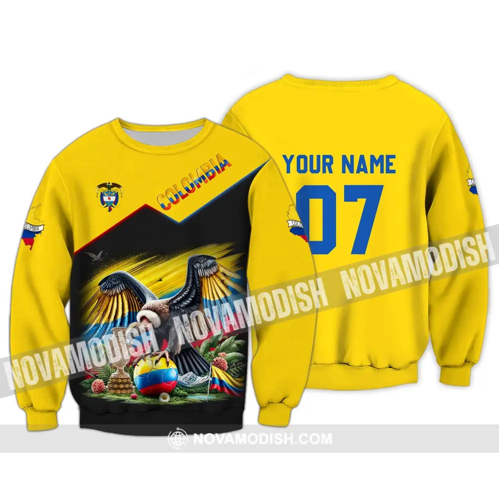 Unisex Shirt - Custom Name And Number Colombia National Team Cup Long Sleeve / S T-Shirt