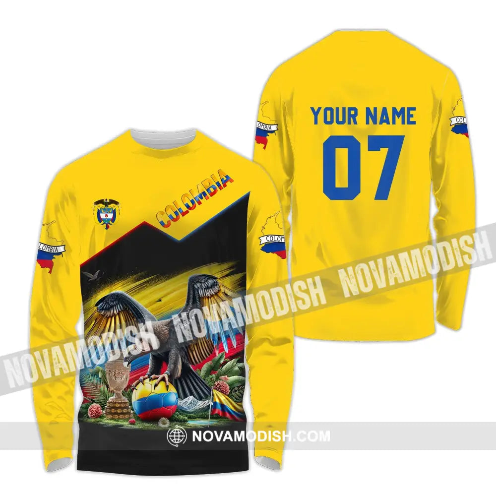 Unisex Shirt - Custom Name And Number Colombia National Team Cup Long Sleeve / S T-Shirt