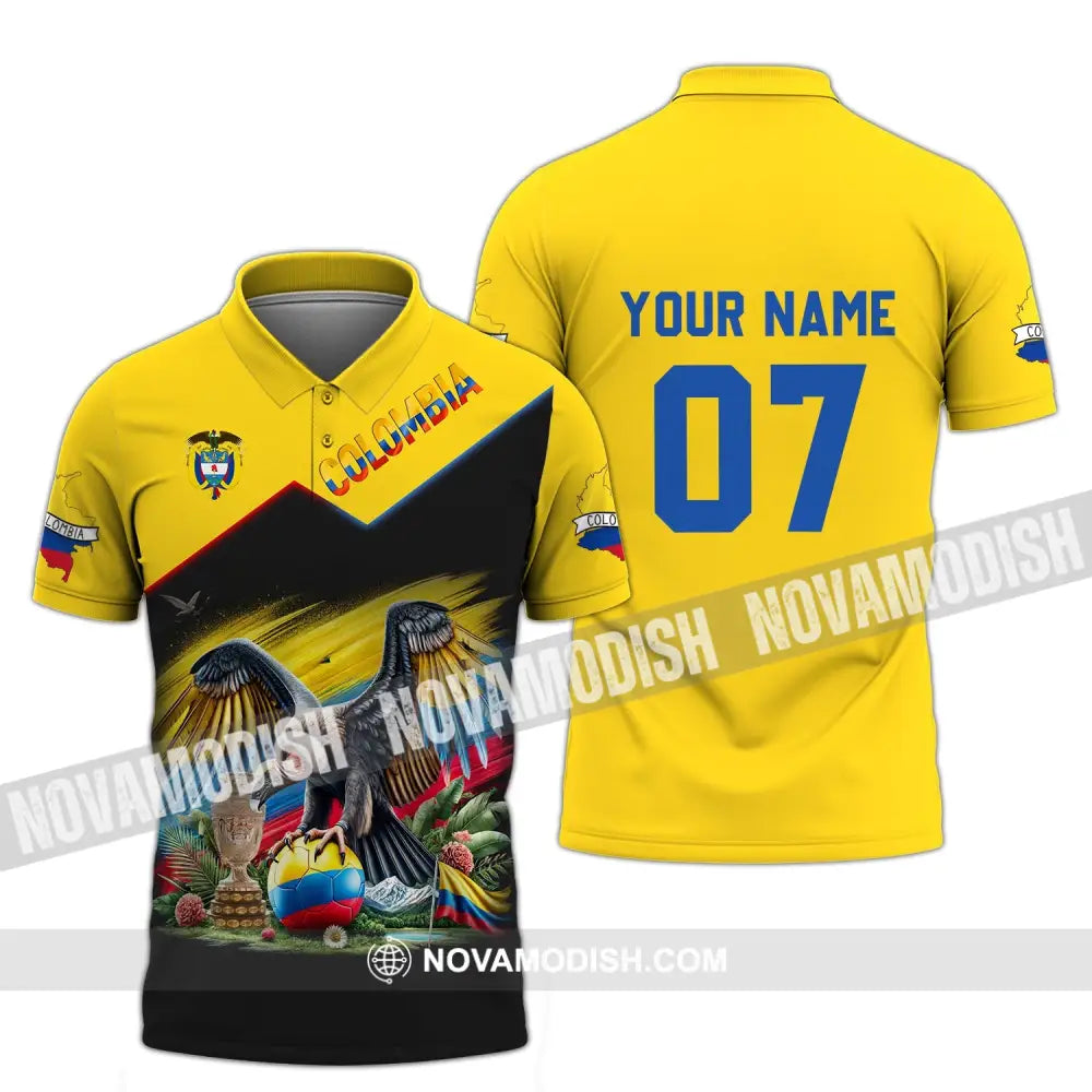 Unisex Shirt - Custom Name And Number Colombia National Team Cup Polo / S T-Shirt