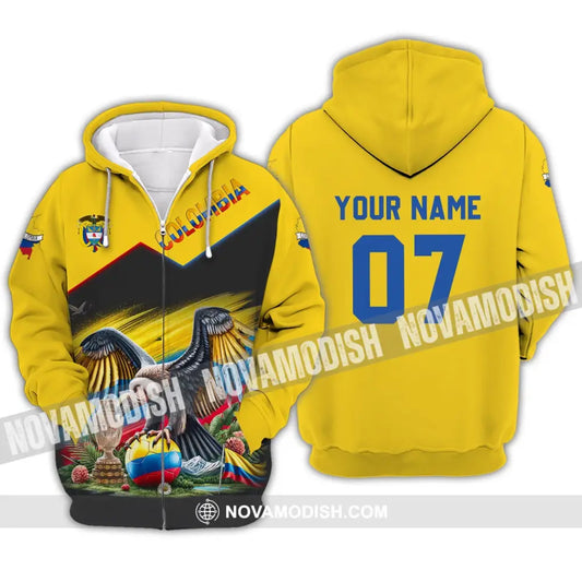 Unisex Shirt - Custom Name And Number Colombia National Team Cup Zipper Hoodie / S T-Shirt