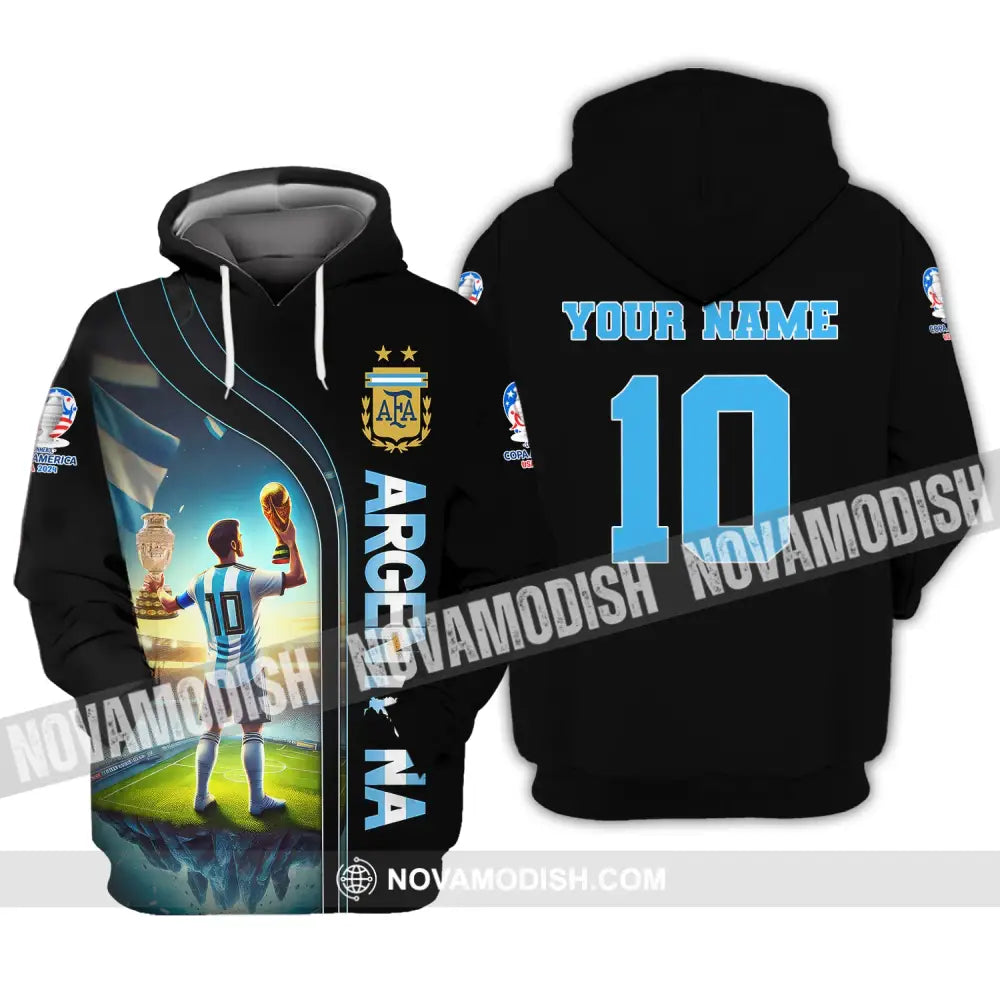 Unisex Shirt Custom Name And Number Copa 2024 Argentina Football Polo Hoodie Long Sleeve / S T-Shirt